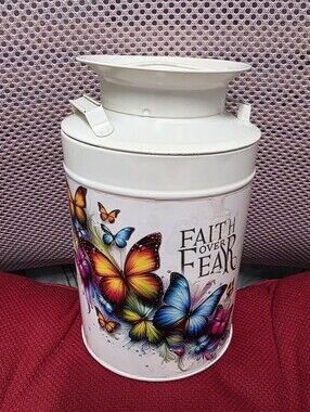 Hand Crafted Faith over Fear Milk Jug Decor
